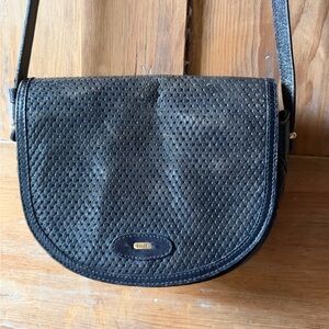 Bally Black Textured Leather Saddle Crossbody Bag